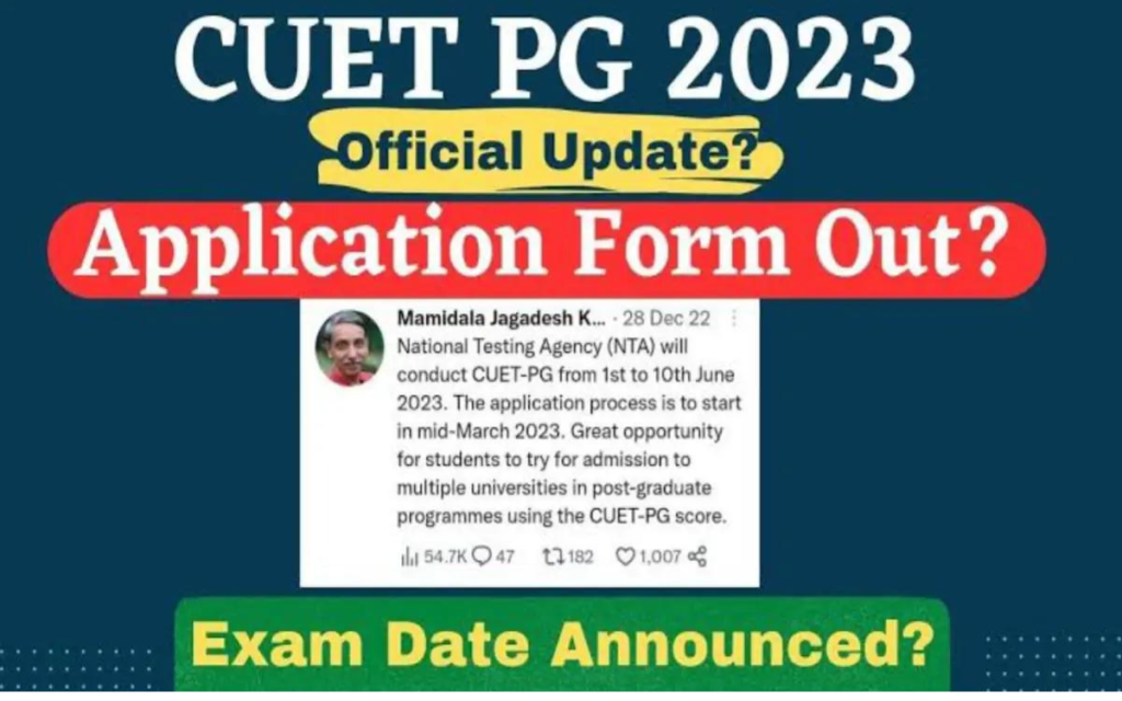 CUET PG 2023 Exam Date Announced, exam begins from June 5, 2023